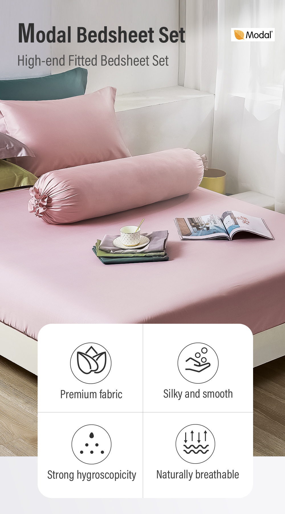 Modal High-end Fitted Bedsheet Set-1